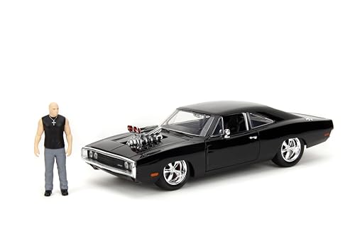 Jada JA30737 1:24 1970 Dodge Charger R/T with Dominic Toretto Figure, Black, 4 polegadas x 8 polegadas x 2,5 polegadas - Image 2
