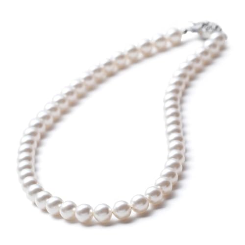 [VOTRE COUTURE] パールネックレス 高級国産 グランプレミアム 真珠 冠婚葬祭用 8mm ホワイト グレー ブラック (ネックレス単品, ホワイト×シルバー, 42cm)のサムネイル