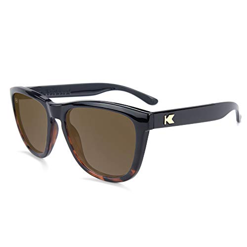 Knockaround Premiums Polarized Sunglasses With Full Uv400 Protection For Men And Women, With Glossy Black And Tortoise Shell Frames/Brown Lenses #TOP3
