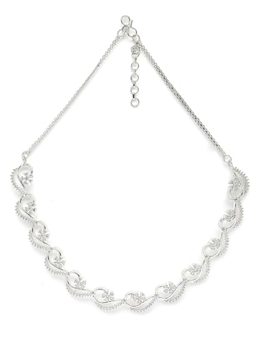 Image of Karatcart Silver Toned American Diamond Studded Jewellery Set for Women