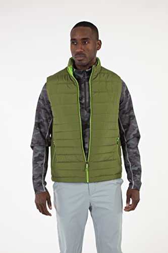 Sunice Athletic Apparel - Michael Men's Ultra-Lightweight Water Repellent Windproof Insulated Thermal Reversible Vest (X-Large, Army Green/Glowing Green) #TOP2
