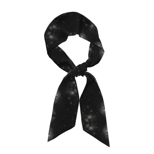 XZDCAL Écharpe longue en soie galaxie noire et blanche tendance pour accessoires de mode et style, noir, taille unique