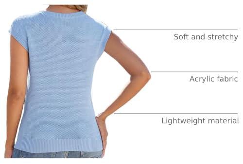 Image of CiCiBird Women Summer Cap Sleeve Sweaters Knit Crew Neck Pullover Tank Tops 2025 Casual Trendy Shirt