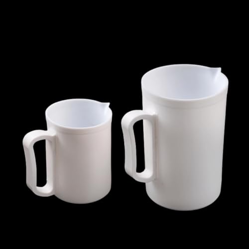 LEINZZO PTFE Beaker with Handle, 250mL~5000mL Teflon PTFE Cup Without Lids, Heat Acid and Alkali Resistant Teflon Beakers, for Laboratories & Research PTFE Cup (PTFE, 1000mL Capacity)