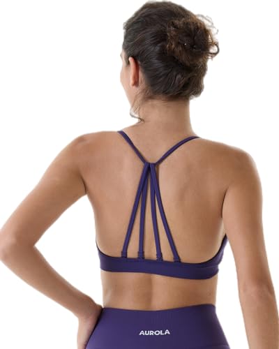 Image of AUROLA Mercury Workout Sports Bras Women Athletic Removable Padded Backless Strapy Minimal Crop Top