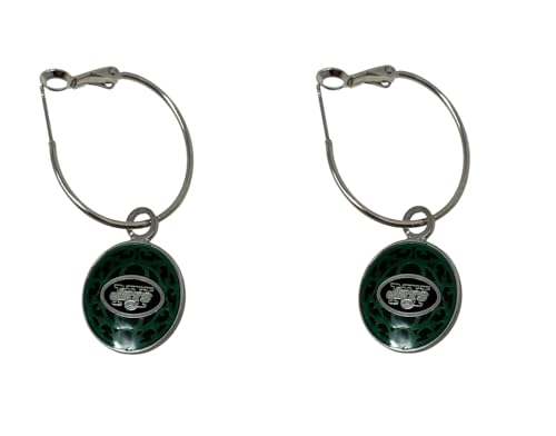 Pro Specialties Group NFL Dangle Earrings, Small, Team Colors (New York Jets Metallic)