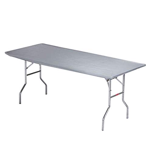 Image of Kwik-Covers 6' Rectangle Plastic Table Covers 30 inch x 72 inch, Bundle of 5 (Metallic Silver)