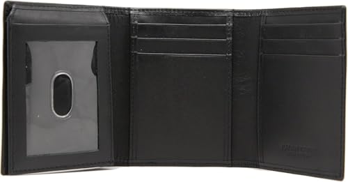 Men's Trifold Leather Wallet Black Glosary Calf Leather L-fold Trifold Twin Style Thumb ID Made in Pakistan Compact Wallet Gift for Him