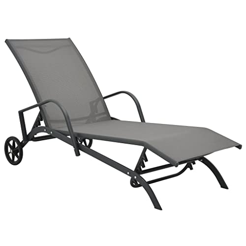 Ensemble Chaise Longue 2 pièces avec Table et Cadre Acier pour Jardin