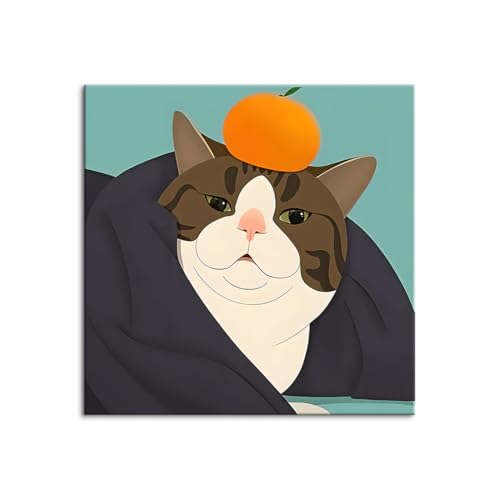 北欧 木枠付きの完成品 ワインと猫 黒猫 おしゃれ 絵画 インテリア イラスト マット紙 艶消し アートパネル 額 フレーム デザイン 壁掛け 風景 抽象 油絵 水彩 グッズ 引越し ギフト 新築祝い (60x60cm(24x24in),A)