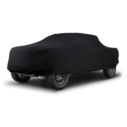 Image of Black Satin Indoor Truck Cover - Size TS04 Cover for Full-Size, Heavy-Duty Pickups Trucks - Soft, Scratch Resistant, Full Exterior Covers Extra Snug Precision Fit for Dirt & Dust Protection
