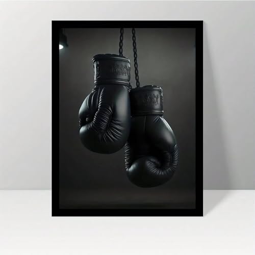 Affiche gants de boxe noirs pour décoration murale de chambre à coucher ou salon contemporain
