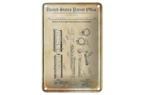 Femer Cartel de chapa con diseño de instrumento de viento, 12 x