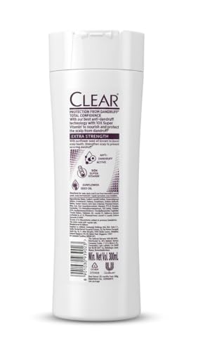 Image of Clear Anti-Dandruff Shampoo Extra Strength with 10X Super Vitamins, Scalp Strengthening Formula to Prevent Dandruff, Deep Clean & Fresh Hair for Men & Women, 300 ml