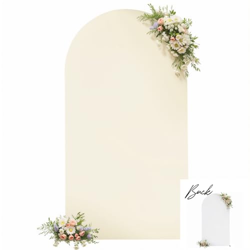 White and Beige Arch Backdrop Cover 6FT Wedding Arch Covers Stretchy Backdrop Birthday Party Cream Beige Arch Cover Spandex Balloon Banquet Bridal Baby Shower Photo Background