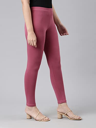 Image of GO COLORS Soft Cotton Stretch Cropped Leggings for Women | Breathable, Mid Rise