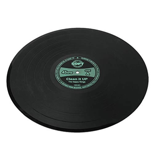 BENGKUI Dessous de Verre Rond, napperon de Disque Vinyle rétro Dessous de Plat Rond en Silicone résistant à la Chaleur Tapis de Boisson Maison Table thé Tasse à café Pad décor Vert