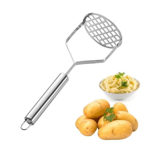 Prensa de puré de acero inoxidable | Prensapuré manual | Prensapuré de patatas resistente | Prensapuré de patatas con mango antideslizante, para frijoles, carne, alimentos para bebés