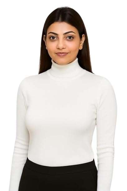 Women’s Solid High Neck Top – Slim Fit Full Sleeve Stretchable Winter Turtleneck for Office Wear (TOP WA-6)