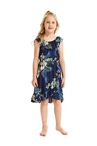 Matching Hawaiian Luau Sibling Boy Girl Wrap Dress Aloha Shirt in Pineapple Garden Navy2