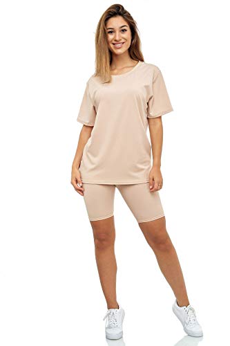 Leggings Deux pièces pour Femmes Shorts de Sport Combinaison Fitness, Couleurs:Beige, Taille:L-XL Cover