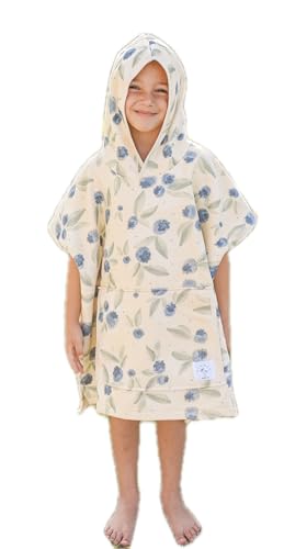 Image of Hooded Towel for Toddlers - Muslin Cotton Checker Print - Ultra Soft, Absorbent, Lightweight (Blueberry, 2-3T)