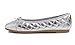 FEVERSOLE Women's Bow Tie Fashion Dress Slip On Shoes Round Toe Ballet Flat Silver Quilted Patent Toe Cap Size 9.5 M US