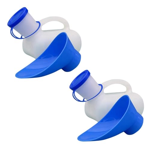 Refoya 1000ML しびん 男性用 男女両用 便利受尿器 携帯トイレ プラスチック製尿瓶・採尿器 受尿器 緊急用 自宅旅行 高齢者 (A(2個))