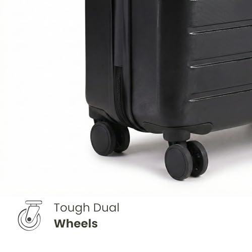 Image of Fauji Valor Series Onyx Black 20 Inch Trolley Bag with Tough Dual Wheels, Anti Theft Zip, Wet Pouch & Hard Body