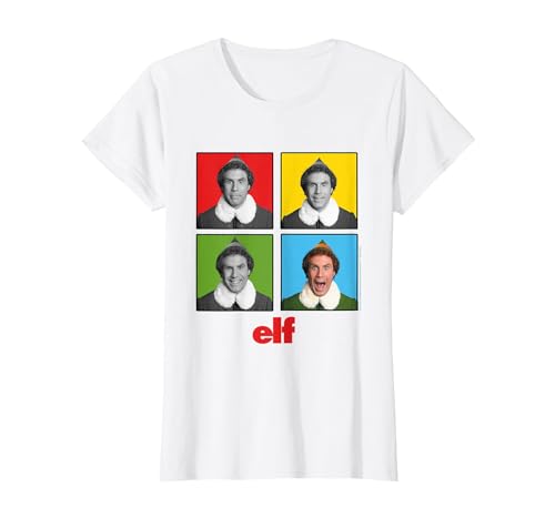 Elf Buddy Four Faces T-Shirt, Women, White, 3X-Large