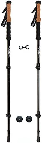 Montem Ultra Strong Trekking, Walking, and Hiking Poles - One Pair (2 Poles) - Collapsible, Lightweight, Quick Locking, and Ultra Durable (Black Cork Grip)