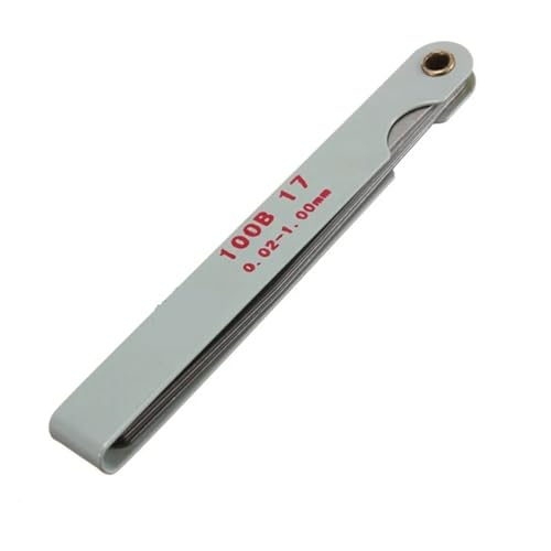 Calibrador de espesores (gauge) de acero inoxidable, para medir holguras y espesores, métrico, 17 láminas: 0,02 a 1,00 mm miniatura 3
