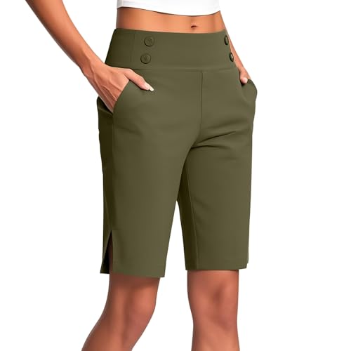 Hkdjaess Pantalones cortos para mujer de yoga de cintura alta ancha Leggings Capri Yoga Gym Pantalones Cortos Anti ellulita Adelgazar Control del Vientre sin Costuras, Pantalones Cortos Elásticos