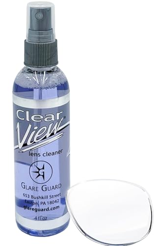 Glare Guard Clear View Lens Cleaner, Anti-Streak Glasses Cleaner, Anti-Glare Pro-Grade Reading Glass Eyeglass Spray, Alcohol-Free Sunglass Solution, Static Screen Clean, Fog Camera No Scratch 4oz