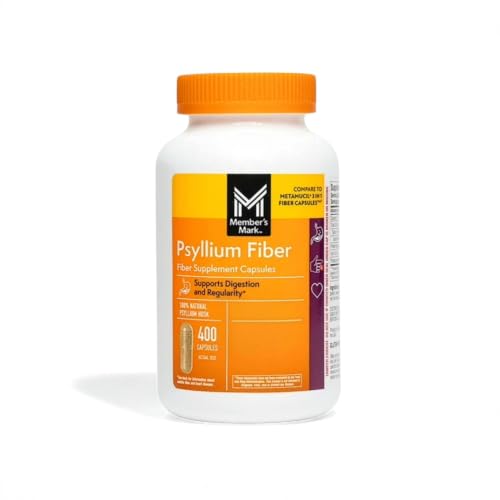 Members Mark 100% Natural Psyllium Husk Fiber Capsules Digestive Health 400 Count (Pack of 1)