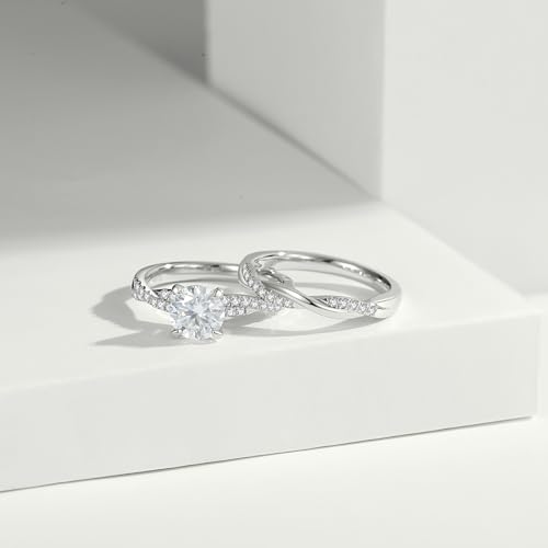 Image of Moissanite Wedding Ring Sets for Women Bridal Ring Set D Color VVS1 Different Cut Engagement Rings S925 Sterling Silver Promise Rings for Wife