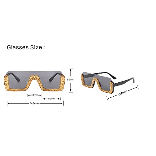 Oversized Fashion Square Sunglasses for Women Rectangle Shades Sun Glasses Bling Diamond Eyeglasses Uv4003