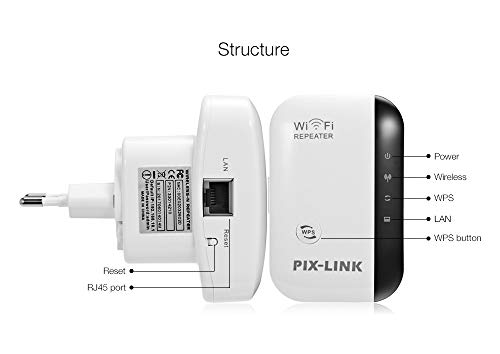MJTP Répéteur WiFi 2,4 GHz sans Fil WiFi Répétiteur Routeur Amplificateur Signal Point d'accès (AP) IEEE802.11N / G/B, 300 Mbps (Blanc)
