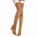 Shoe'N Tale Women Stretch Suede Chunky Heel Over The Knee Boots Thigh High for Women (10,Brown)