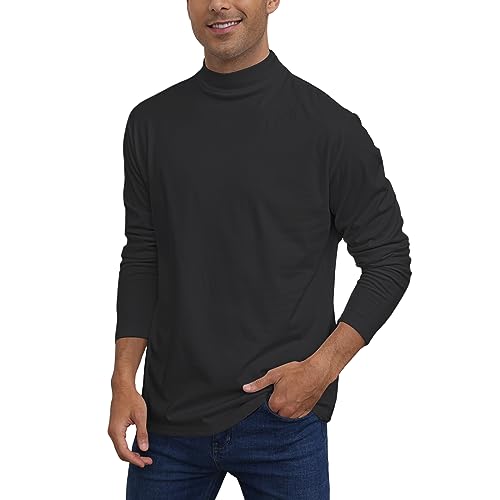 Mens Casual Mock Turtleneck T-Shirts Long Sleeve Thermal Stretchy Pullover Basic Lightweight Undershirt Sweater Tops