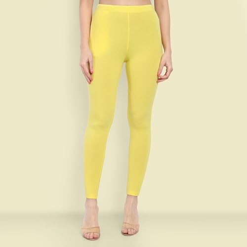 Image of ONE SKY Women Full Length Leggings | Cotton Modal Spandex Blend | High Waist Stretchable & Bio-Washed Fabric | Colour-Lock Technology | Comfortable Leggings for Women
