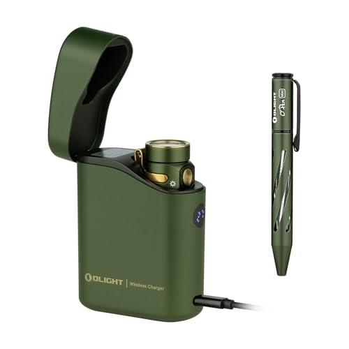 OLIGHT Baton4 Premium Edition EDC Flashlights 1300 Lumens with Type-C Charging Box Bundle with O'Pen Mini Ballpoint Pen, Replaceable EDC Black Ink Pens by Bolt Action