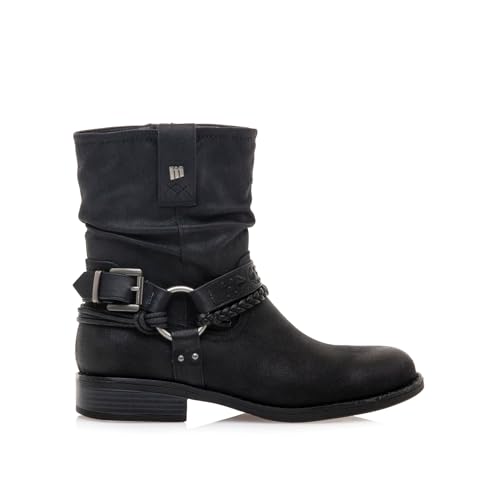 MTNG Botines Planos Mujer Botines Planos PERSEA 59349 Mujer | Botines Planos Casual | Cierre con Cremallera | 58344 | Negro