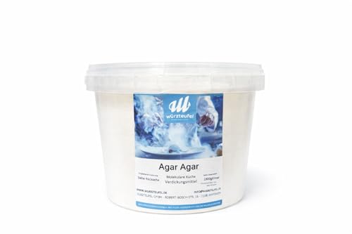 Agar Agar, gélatine végétale, gélifiant végétalien E406, poudre fine, seau en polyéthylène 1800 g (1,8 kg)