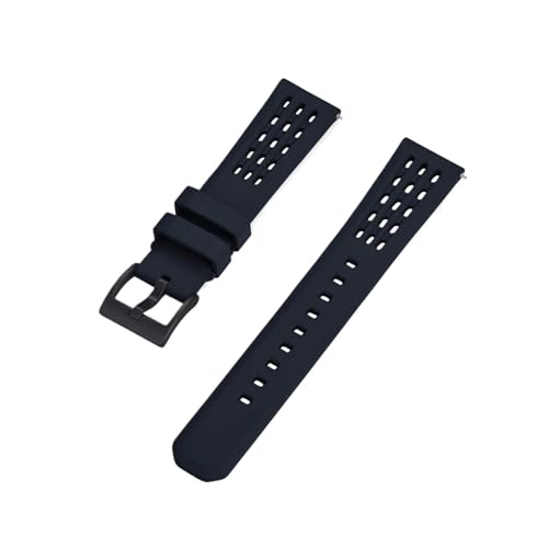 [JLIGONAFP] Porous Structure Quick Release Fluorine Rubber Watch Strap 20mm 22mm New Band(Black 2,20mm)