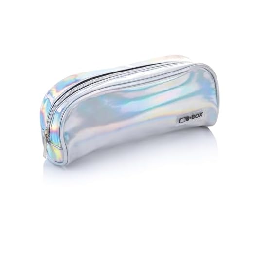 Favorit - Estuche para lápices Escolares (tamaño Grande, 22 x 9 x 6,5 cm, con Cremallera Plateada), Plata, Bolsa Brillante de Plata