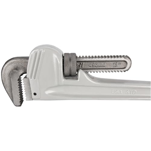 Image of Performance Tool W2118 18 in. Aluminum Pipe Wrench | Precision milled and drop forged steel jaws. Strong and lightweight aluminum handle. Essential plumbing tool