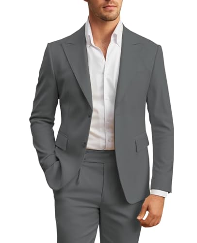 Peak Lapel Men Suits Serge 2-Piece Blazer Trousers Experienced Wear Design Pants Waistline Two Buttons Custom Made