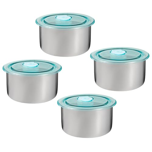 Juego de 4 fiambreras de acero inoxidable con tapa de silicona para guardar aperitivos y comidas