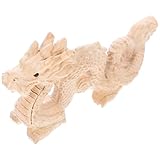 CVUTOVO Figura Artesanía Vintage en Madera Khaki de Madera de Dragón Auspicioso Chino para Escritorio Adecuado para Obsequio de Apertura de Tienda o Sala